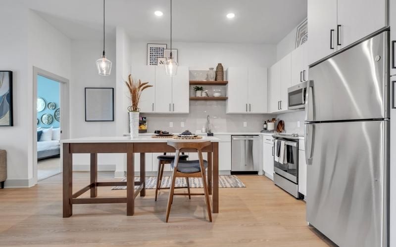 bright kitchen with island